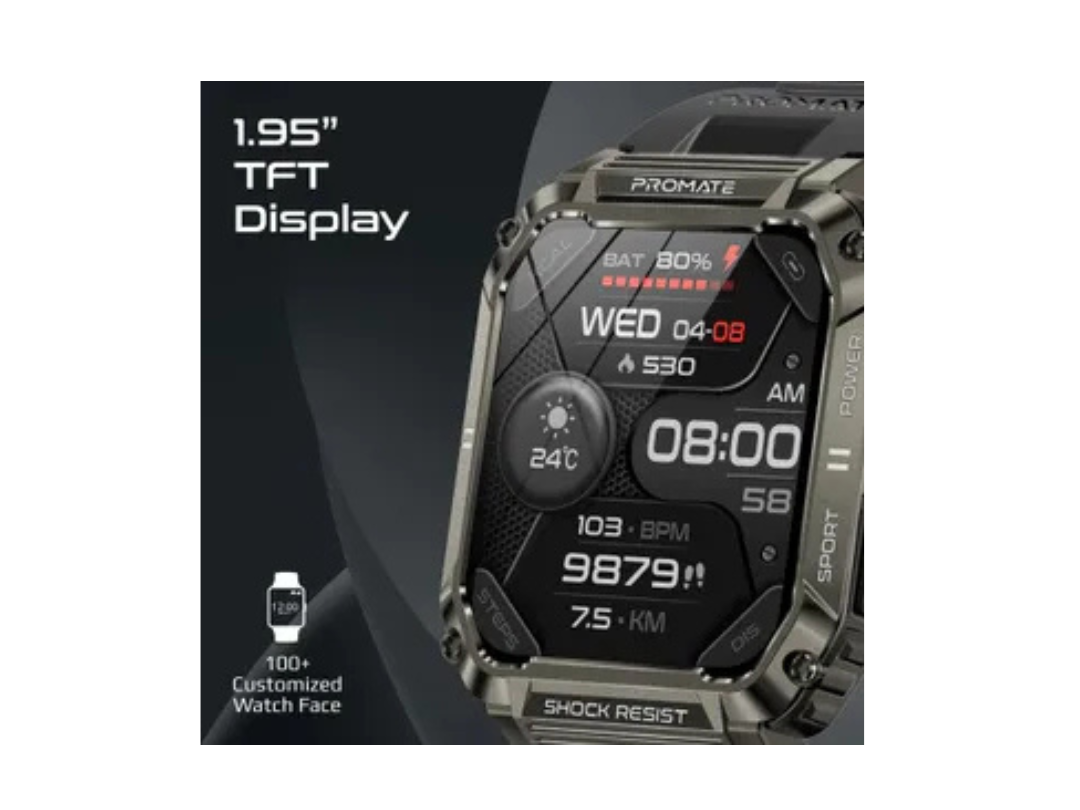 Promate Tough Built BT Calling Smart Watch 1P67 (Black) Promate Tough Built BT Calling Smart Watch 1P67 (Black)